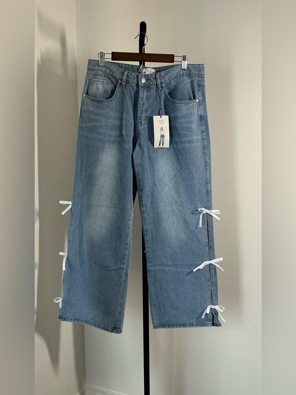 🆕 Rise Supply Co. | Wide-Leg Jeans with Side Bow Detail